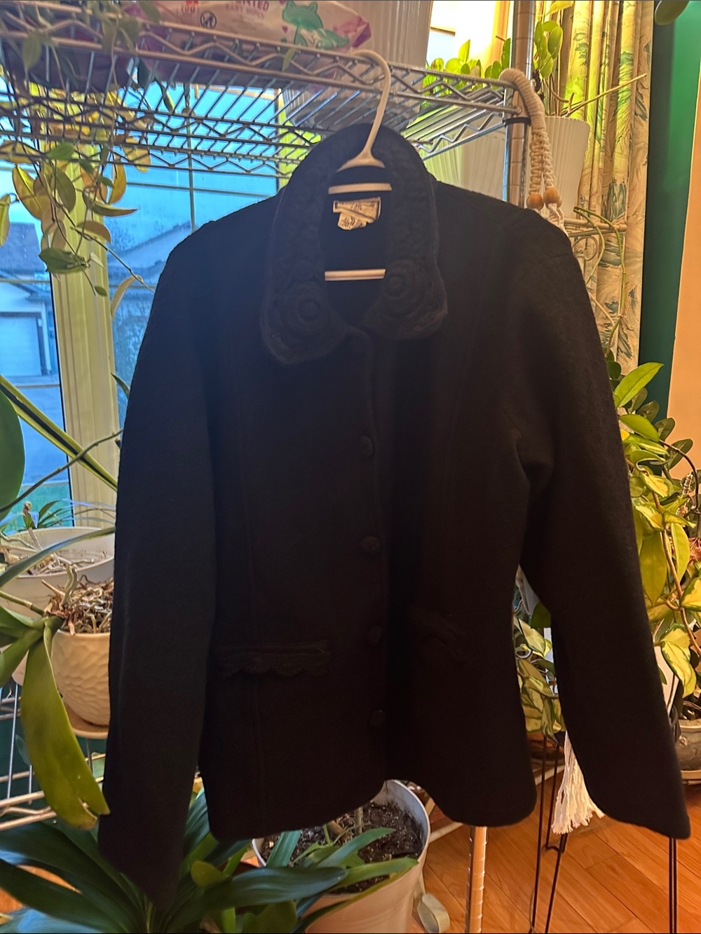 April Cornell Black Wool Sweater Jacket